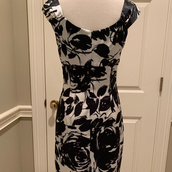 London Times black white floral wiggle dress - Picture 2 of 4